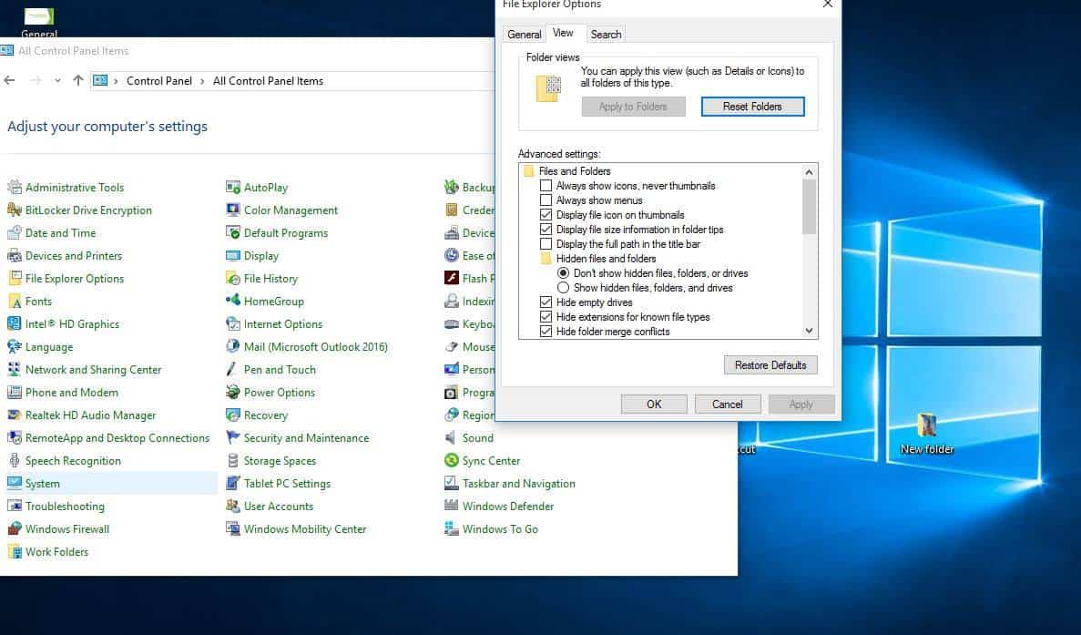 cannot view hidden files windows 10
