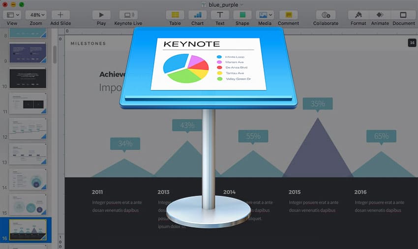 keynote presentation in window