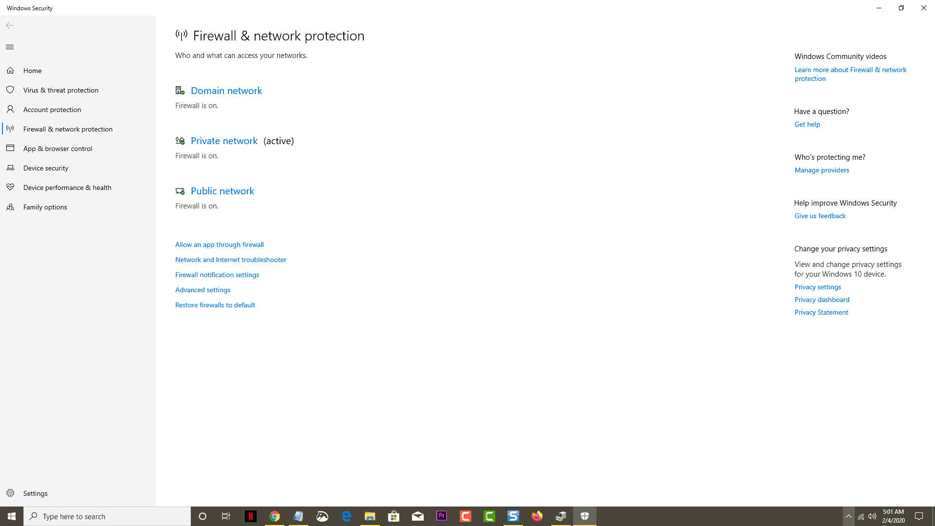 Turn off the firewall