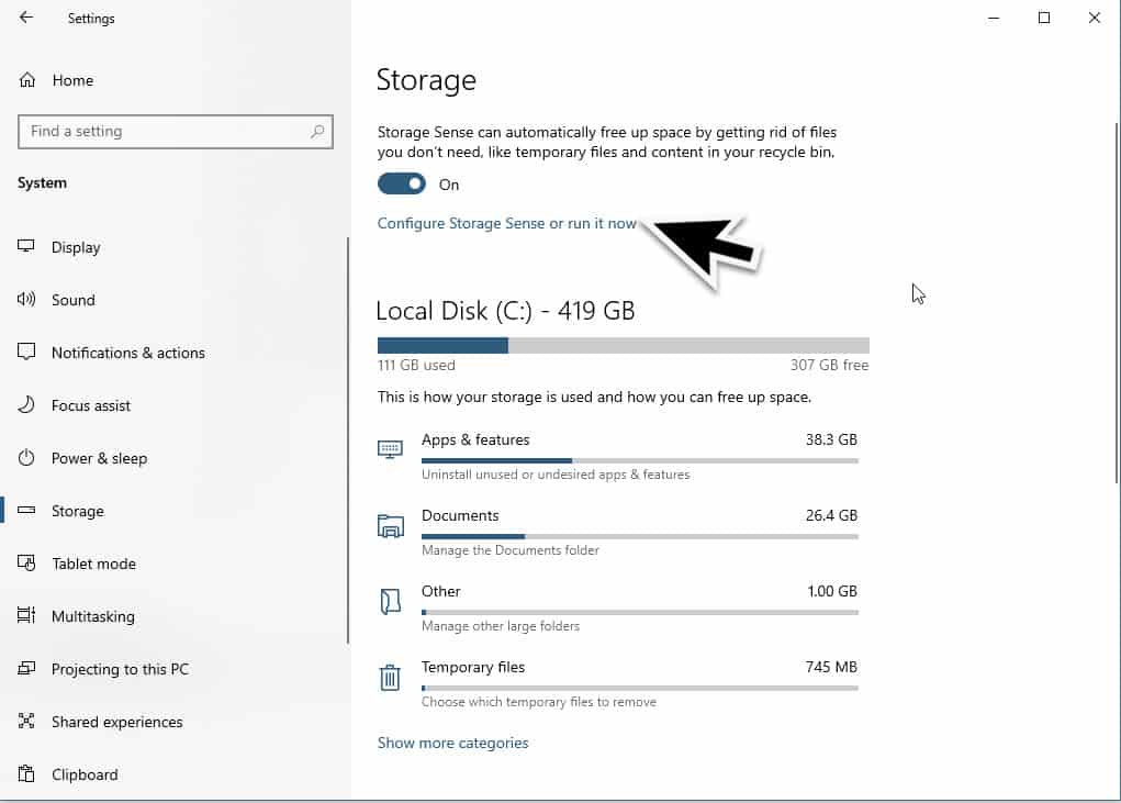 Configure Storage Sense