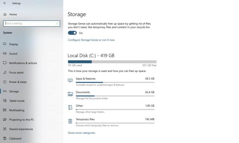 How To Free Up Disk Space With Storage Sense