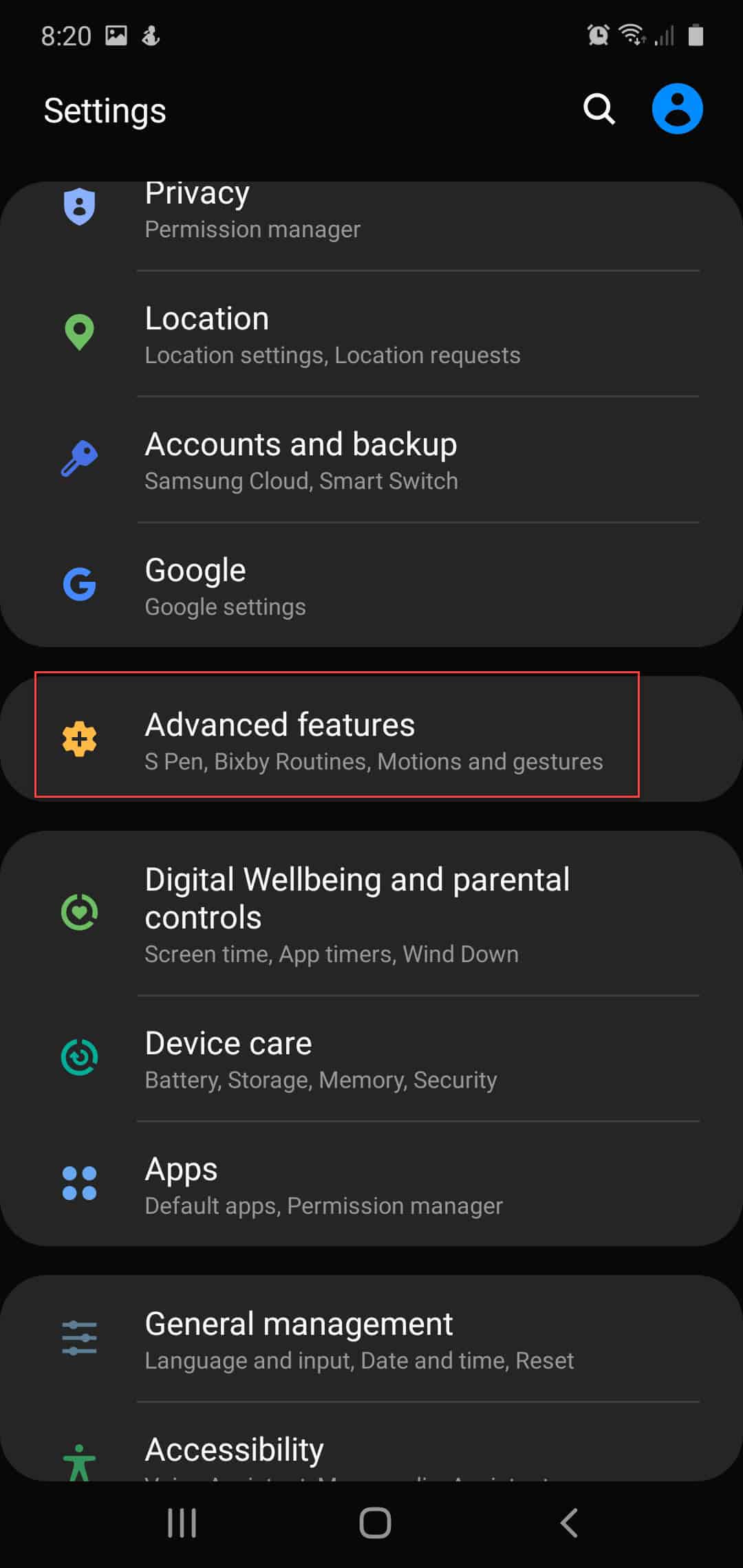 advanced features android