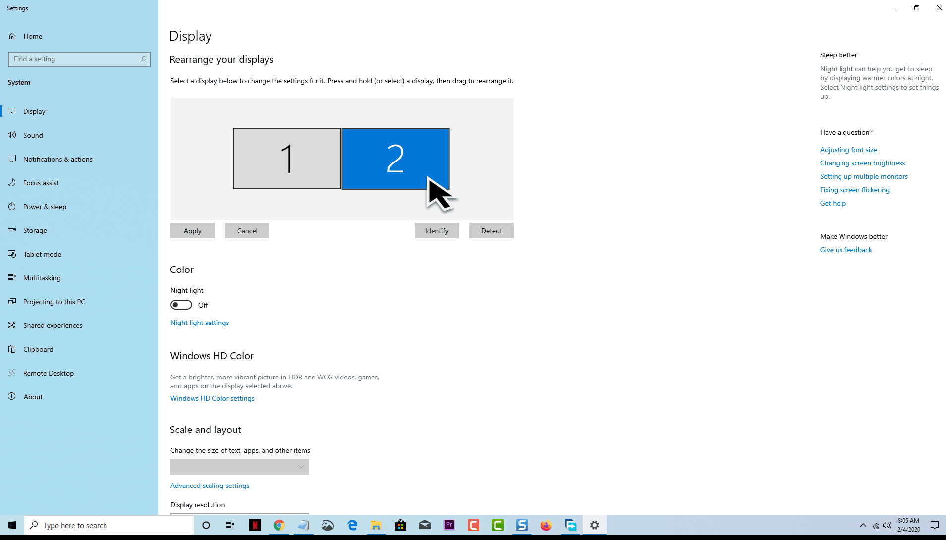 Switch Monitors 1 and 2 On Windows 10