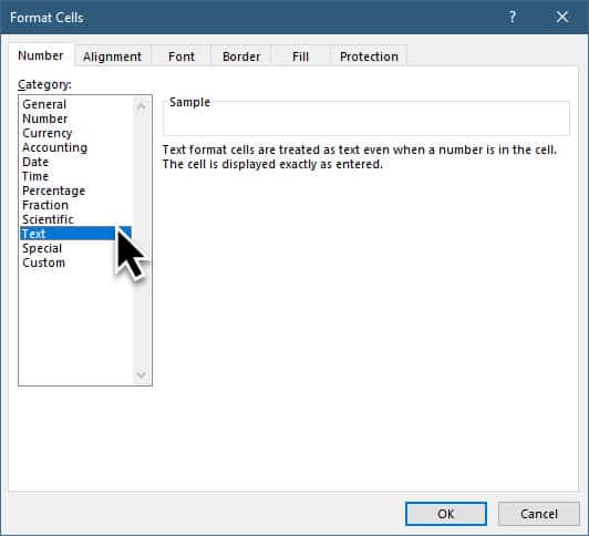 Changing the number format 