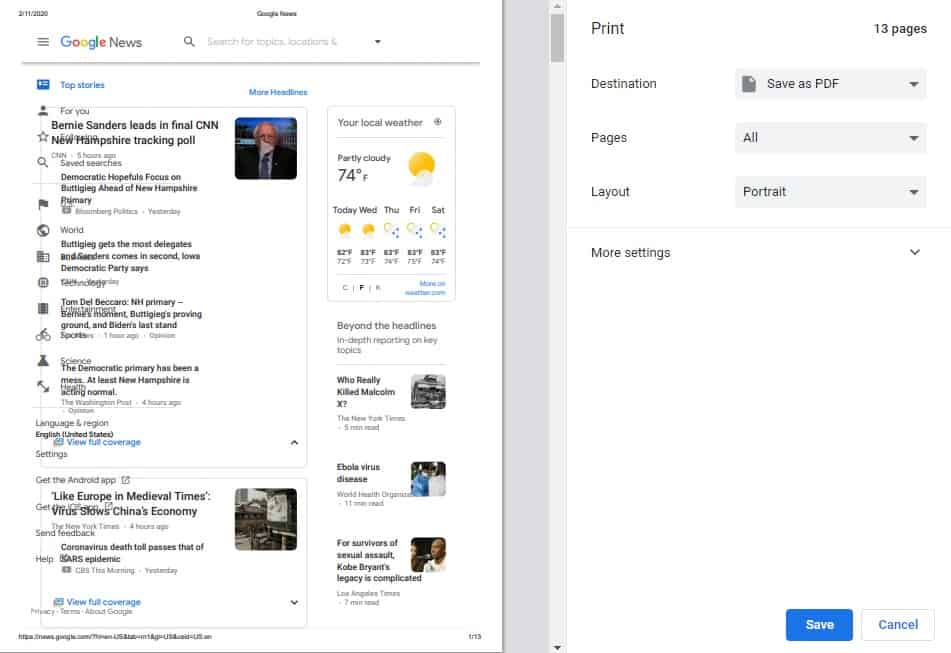Convert webpage to pdf using google chrome easypcmod