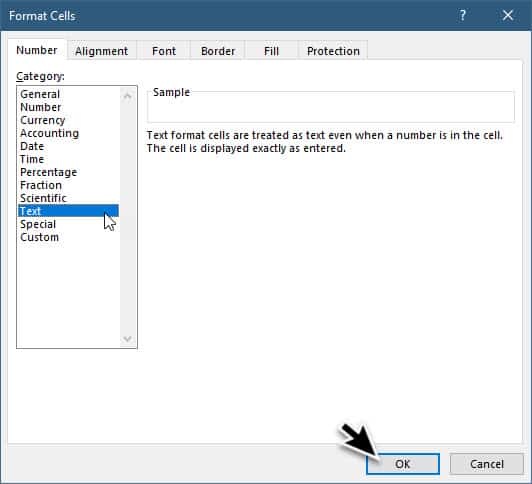 Changing the number format