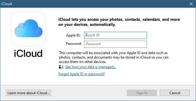 sign in to iCloud