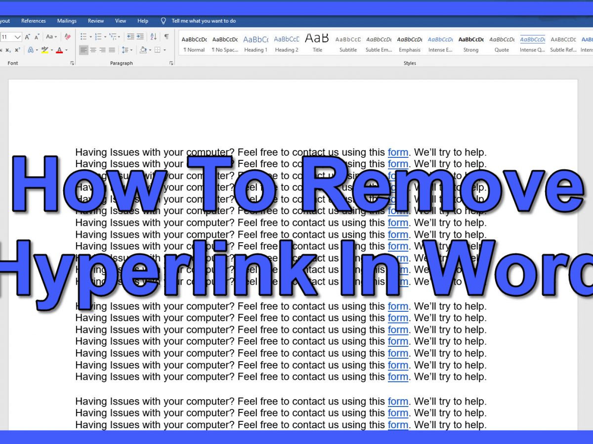 shortcut key to remove hyperlink in word shortcut key to remove hyperlink in word