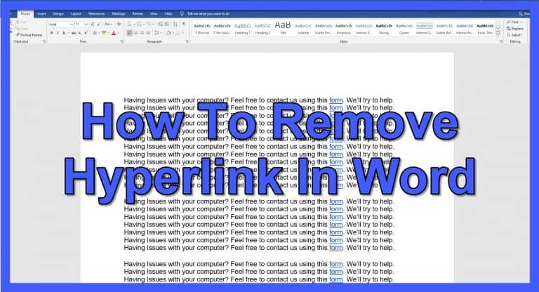 How To Remove Hyperlink In Word