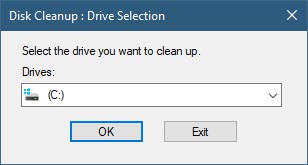 disk cleanup drive selection