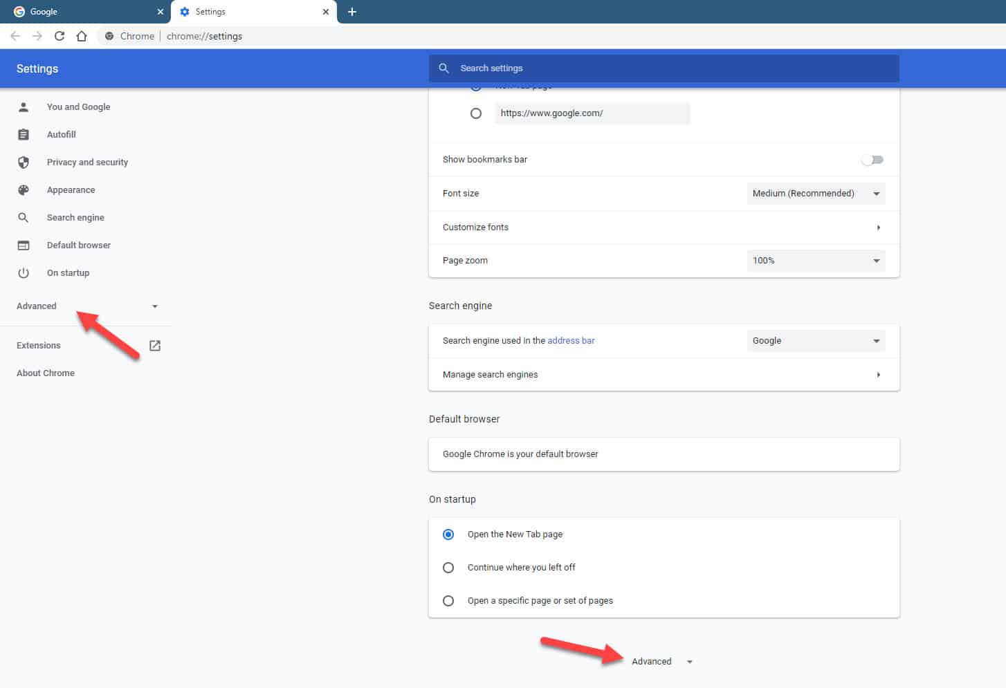 Change language setting in Google Chrome