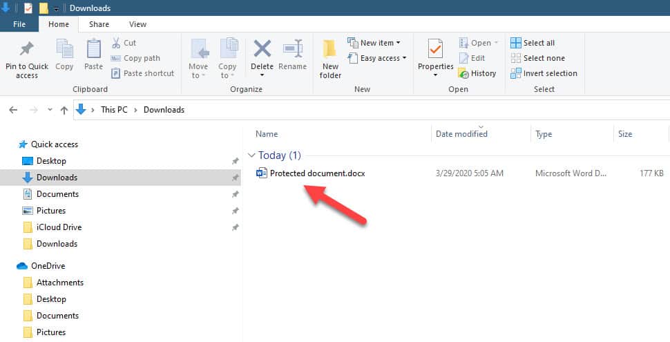 open Word document