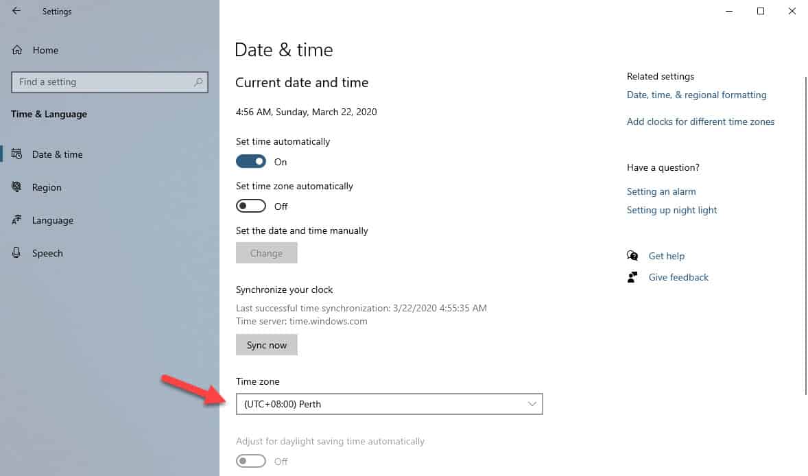 Windows 10 Clock Time Wrong