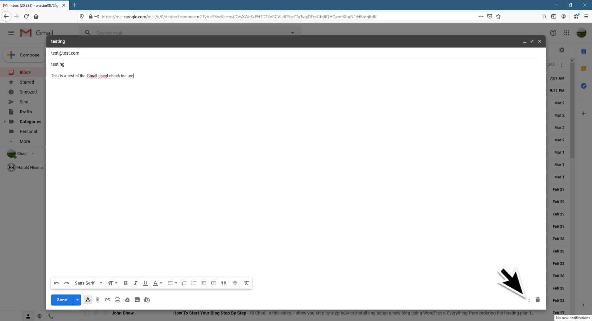 Gmail spell checker