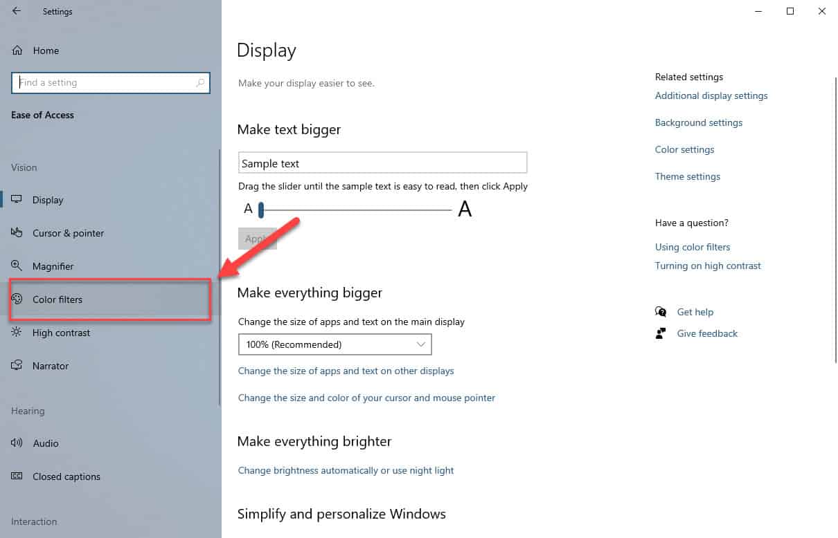 Access Color Filters