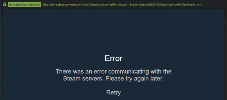 error communicating with steam servers