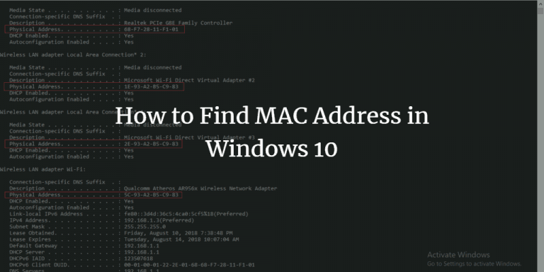 Find Mac Address In Windows 10