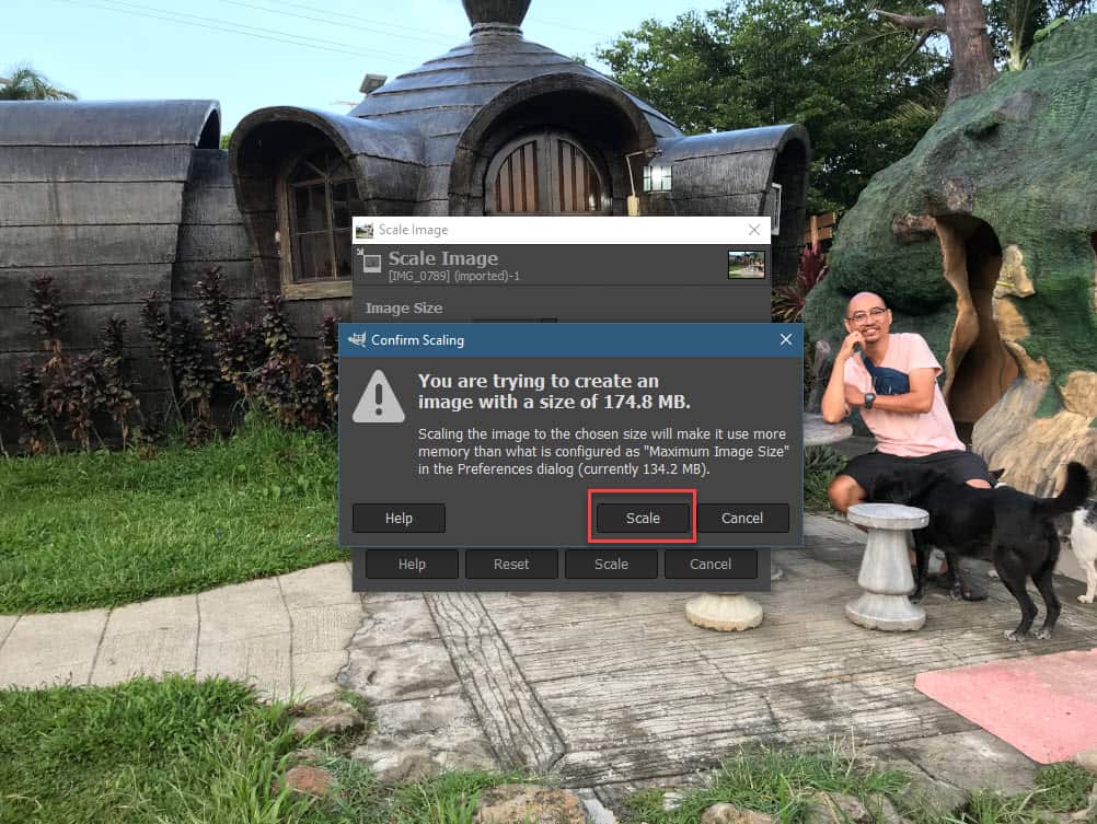 GIMP confirm scaling