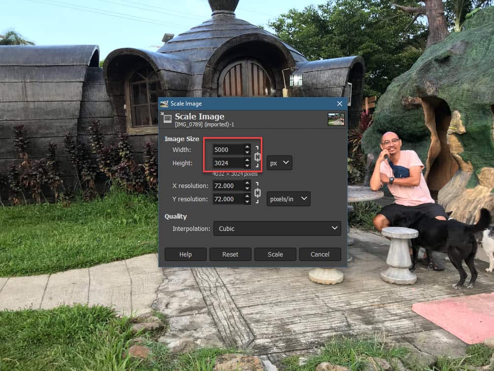 GIMP image size scale