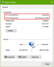 IPV6 No Network Access