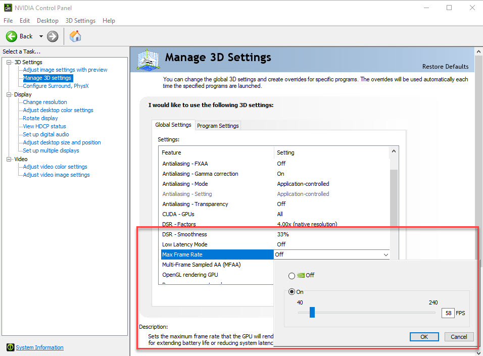 Framerate Limit In Nvidia Control Panel