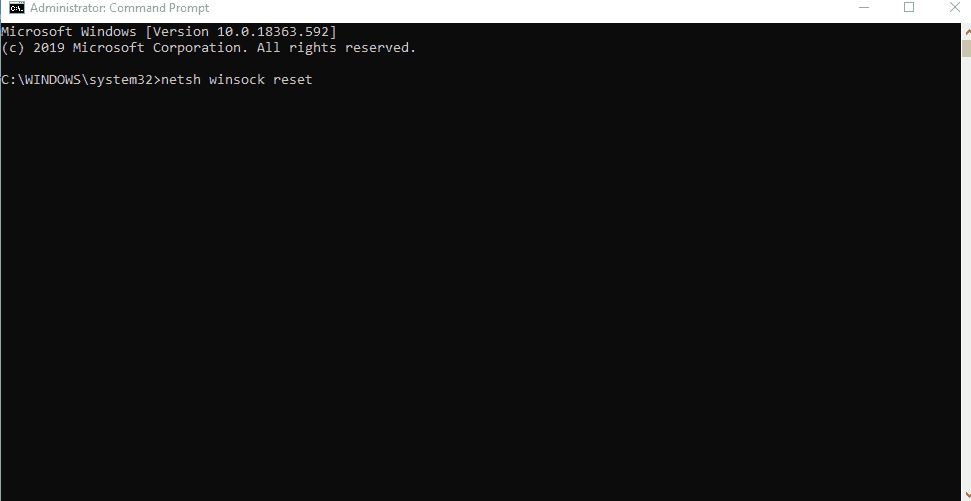 Perform a winsock reset