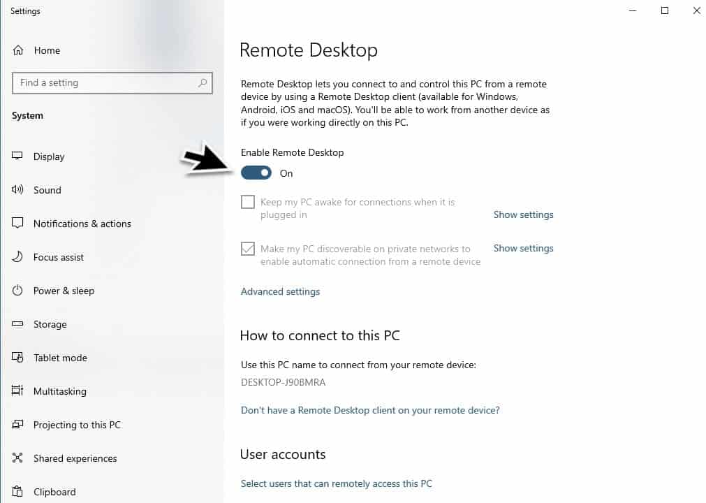 Set Up Remote Desktop 