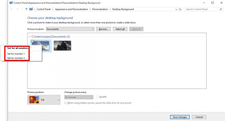 Set Two Different Wallpapers