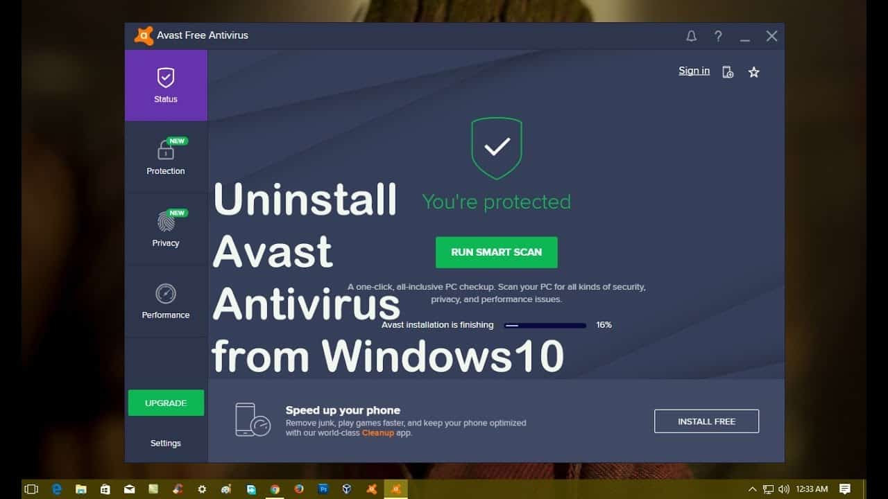 how to uninstall avast from windows 10