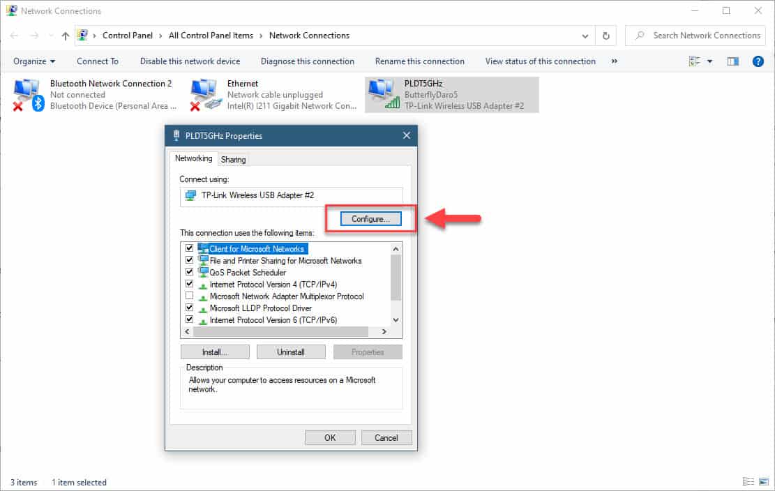 WiFi adapter configure