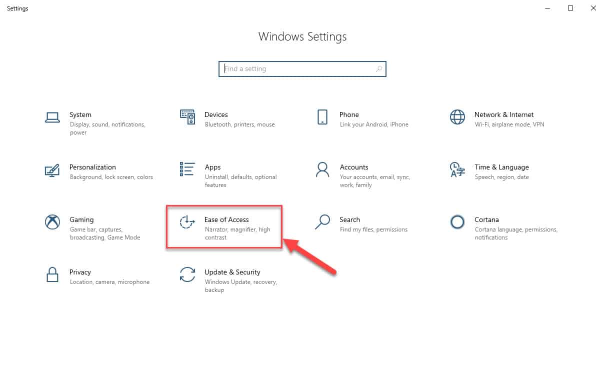 Windows 10 Ease of Access