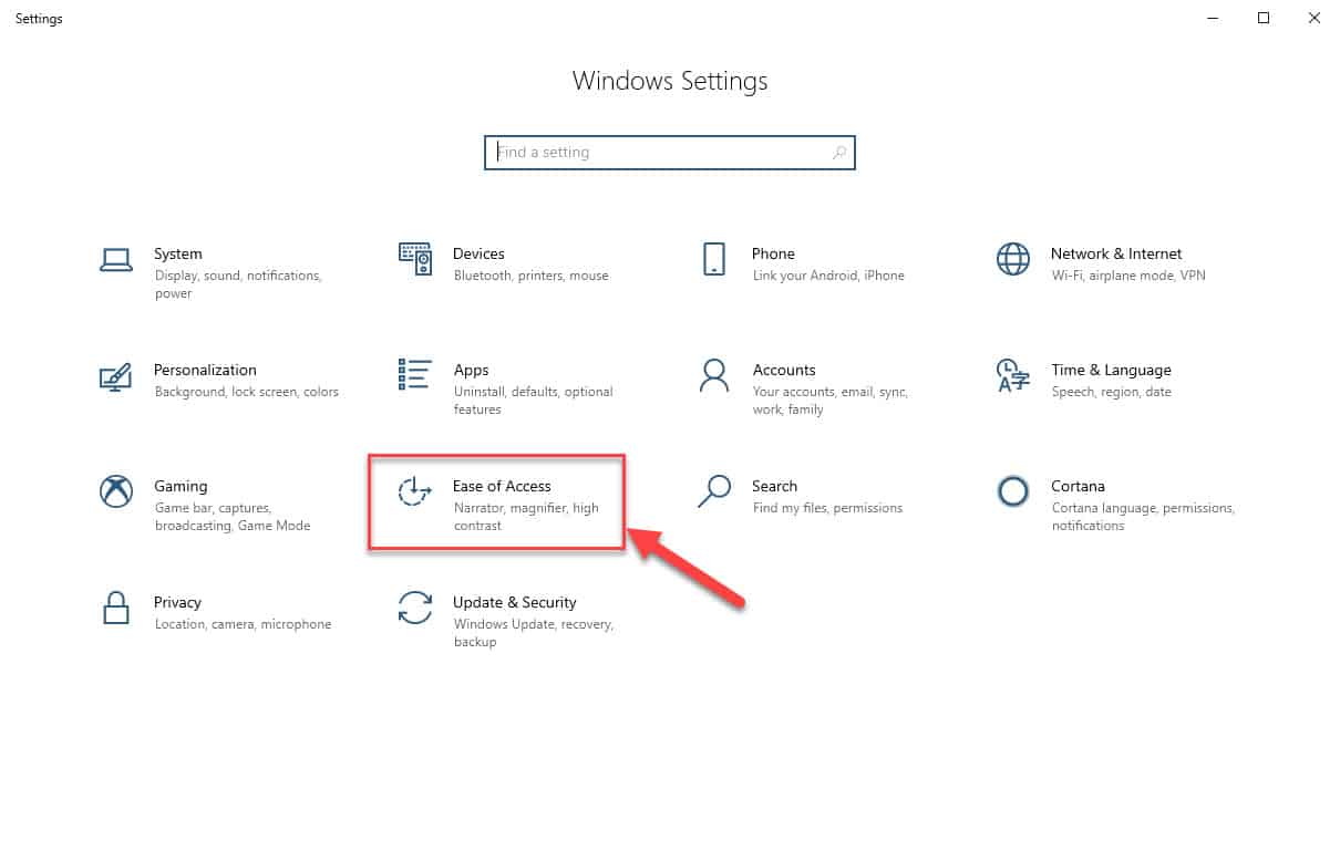 Windows 10 Ease of Access