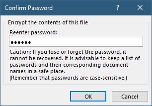 Word reenter password