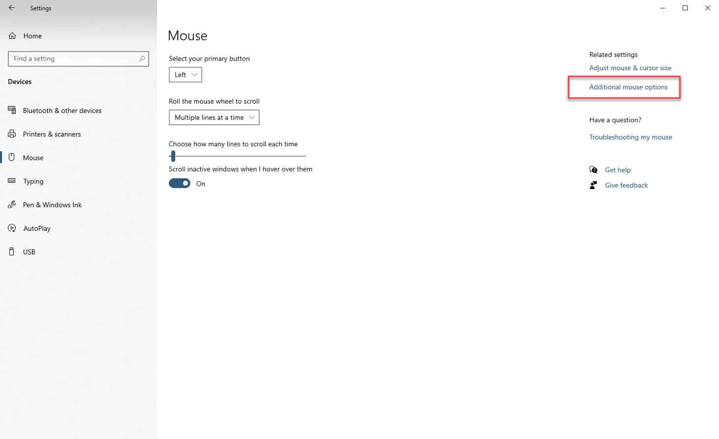 additional mouse options