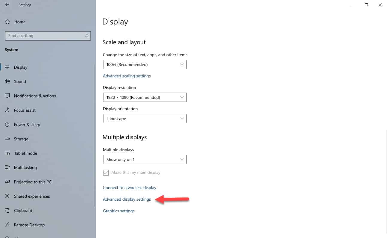 advanced display settings