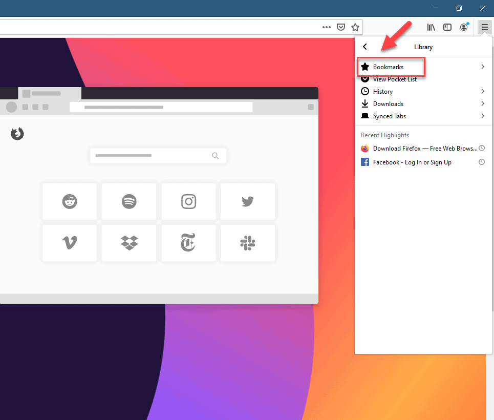 Firefox bookmarks