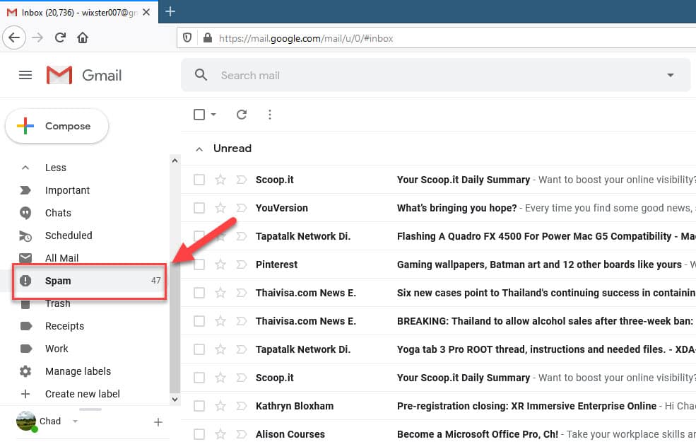 Gmail spam folder