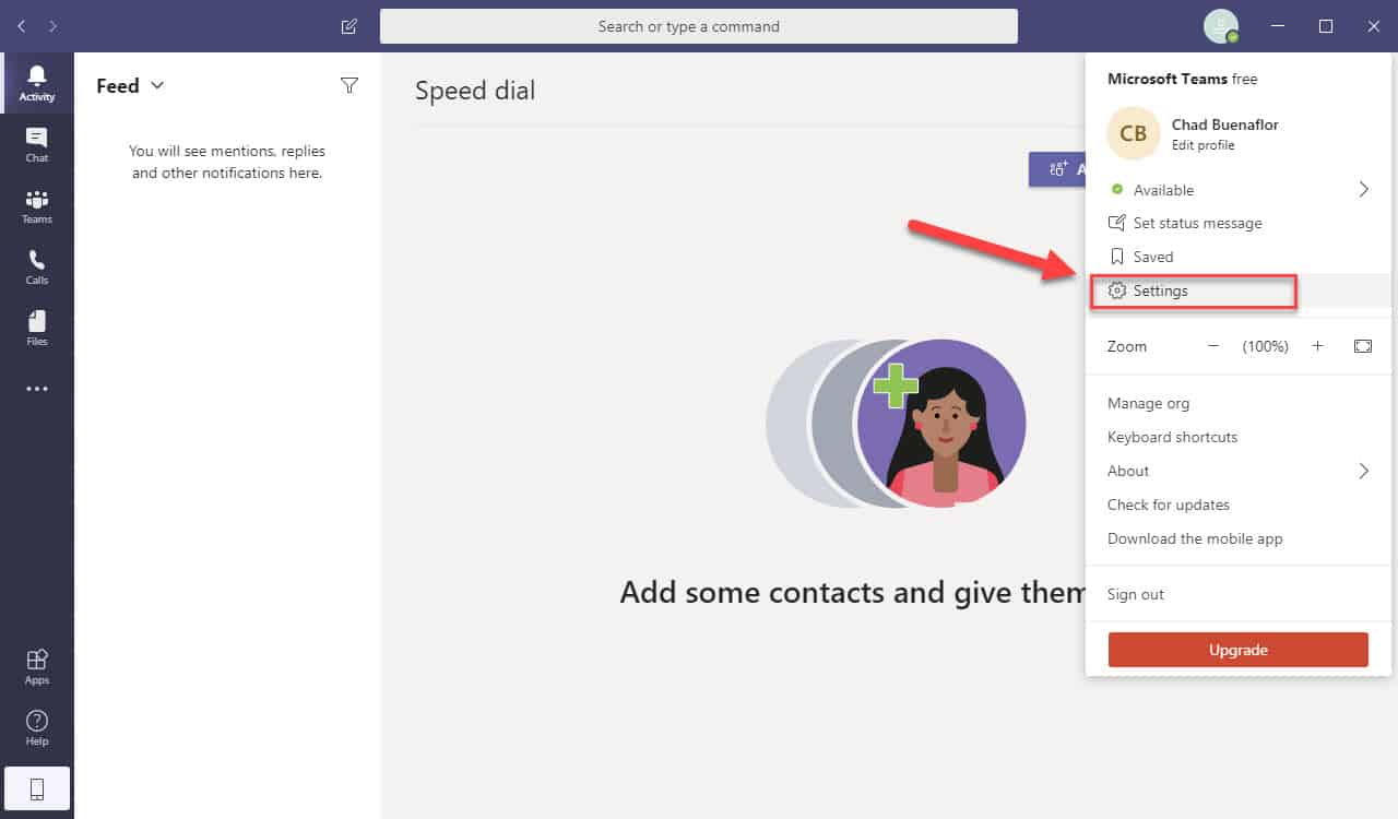 Microsoft Teams setting