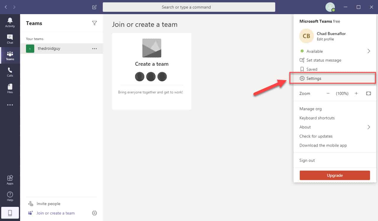 Microsoft Teams settings