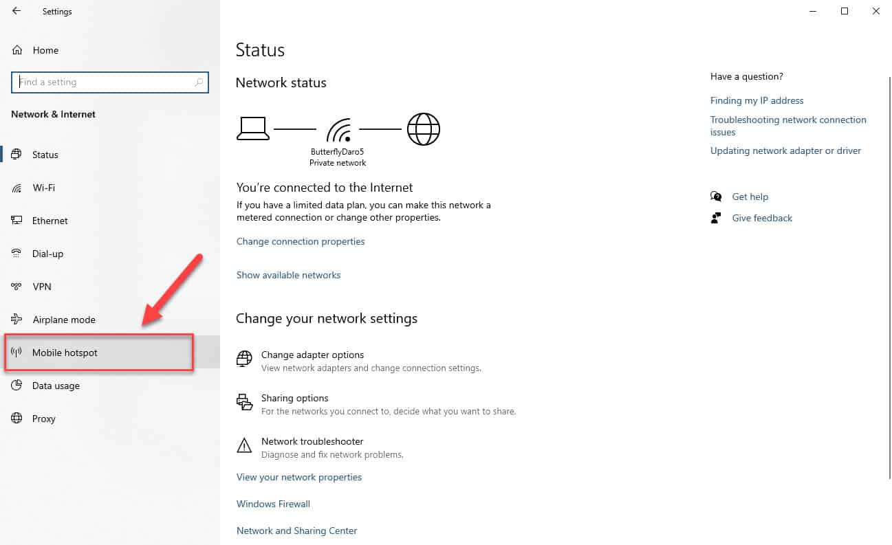 Use your PC as a mobile hotspot