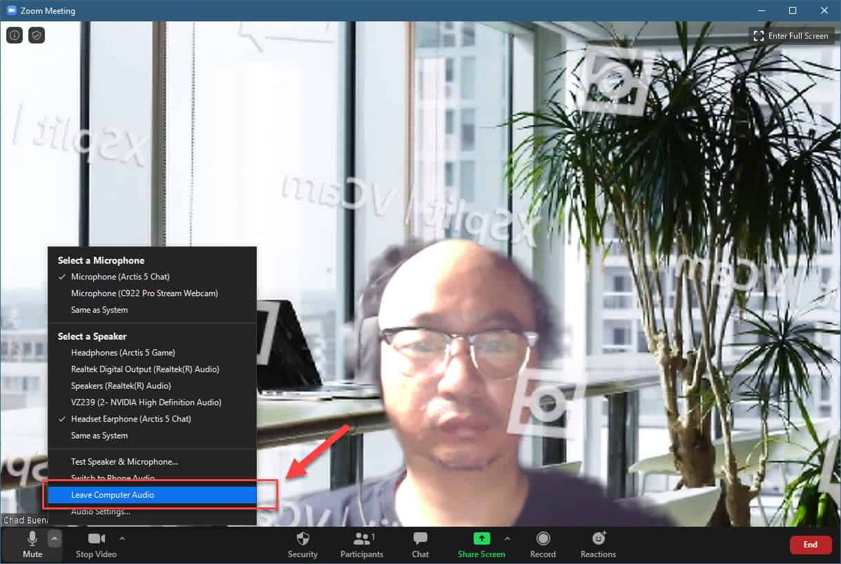 Zoom leave computer audio