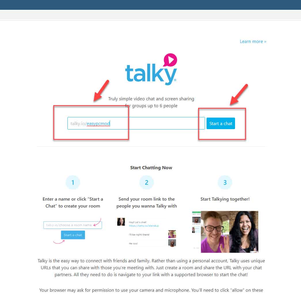 create room in talky