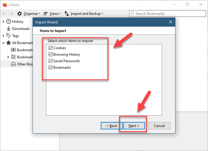 items to import