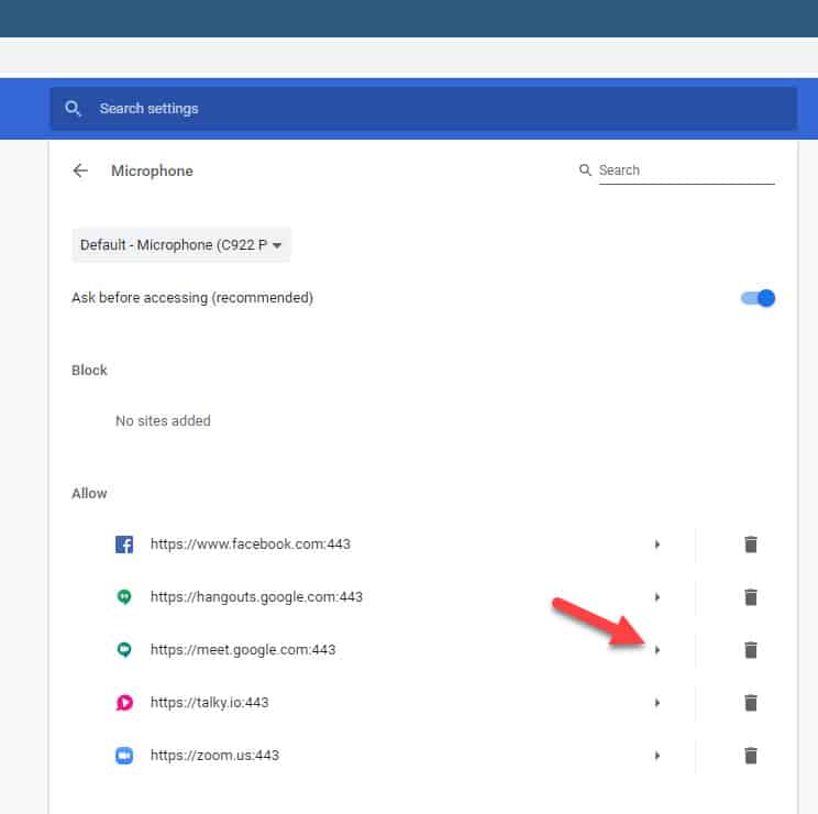 microphone permission setting