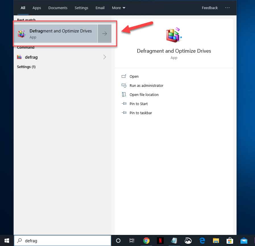 open Defragment and Optimize Drives