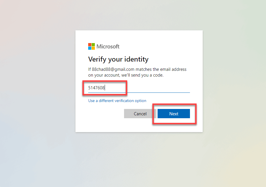 verify your identity with code