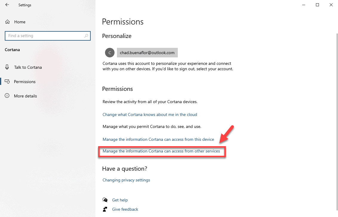 Manage Cortana Permission Settings In Windows 10