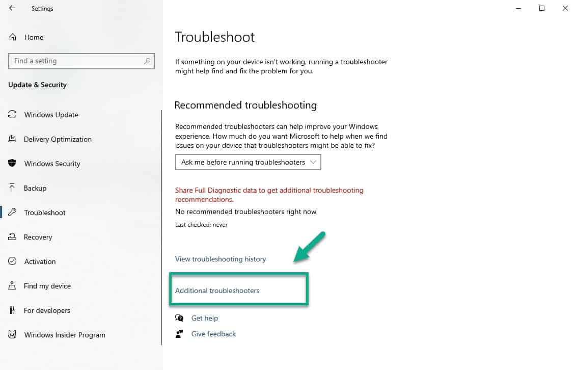 additional troubleshooters