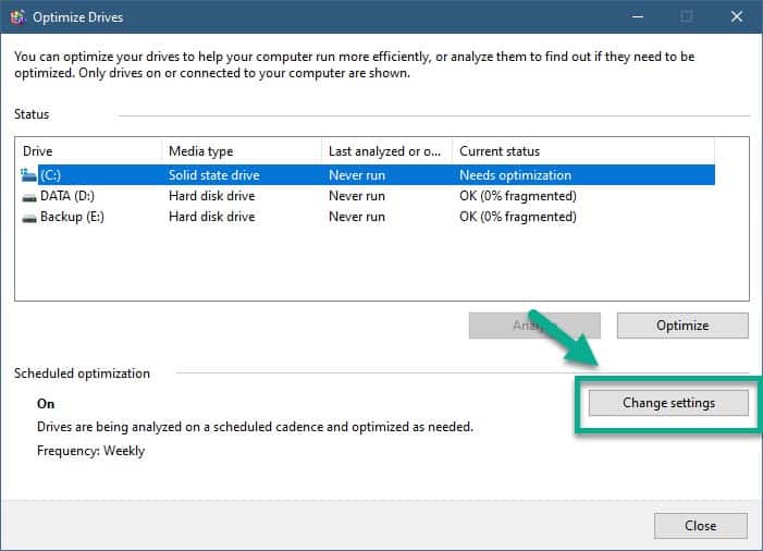 change settings