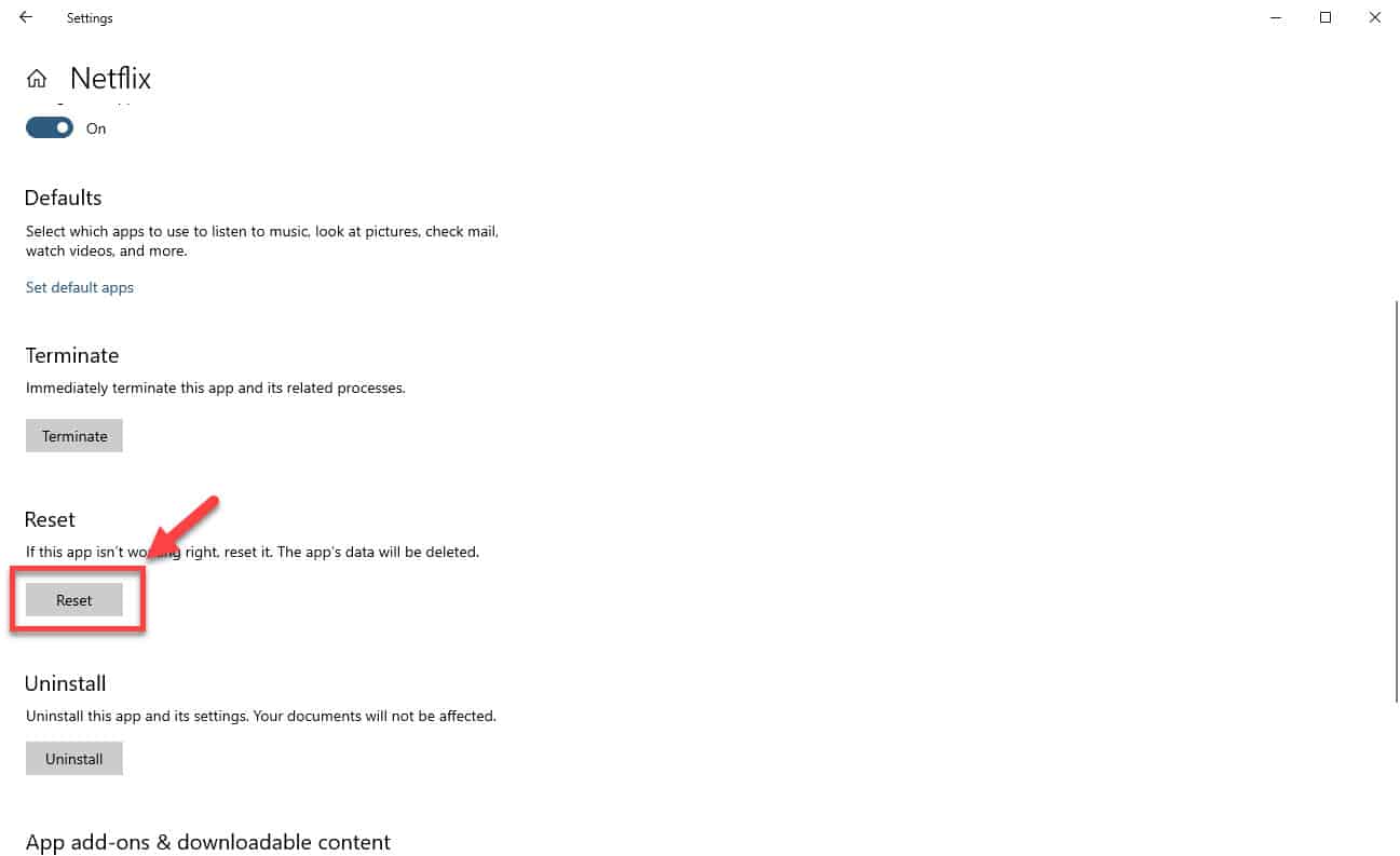 reset Netflix app